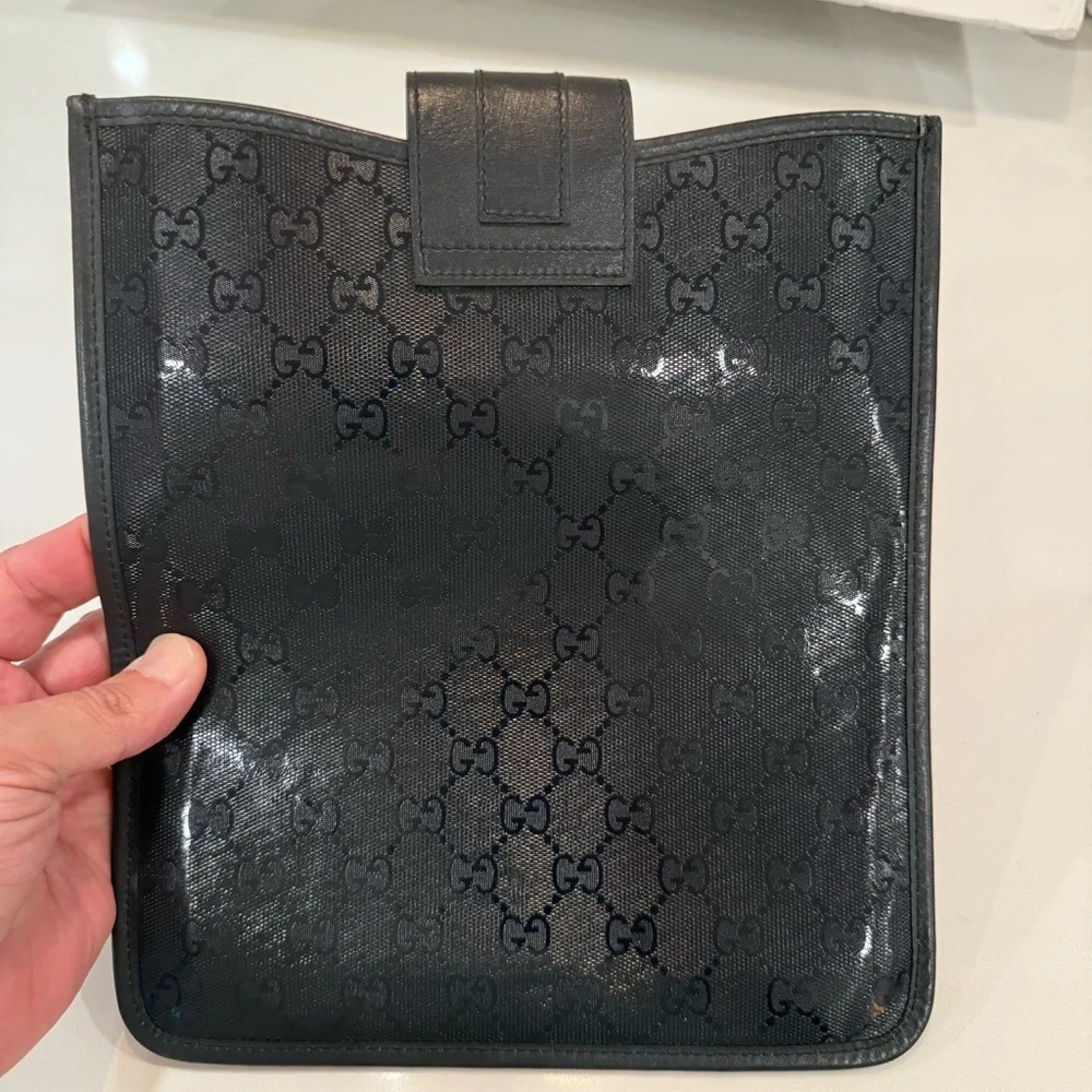 Gucci Guccisima iPad / Tablet Case Navy Blue Leather Made In Italy